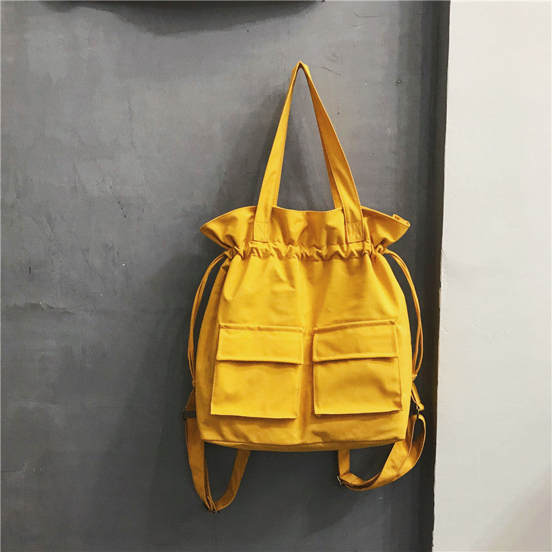 Fashion Work Canvas Drawstring Bag Backpack yellow