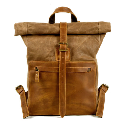 Vintage Waxed Canvas & Leather Backpack – Rugged Elegance for the Modern Man