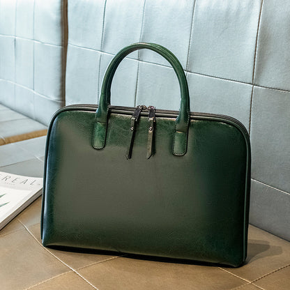 Women's Leather Briefcase - The Ultimate Stylish Organizer green