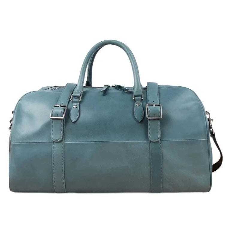 Leather Travel Duffle Bag Large Capacity luxury light blue